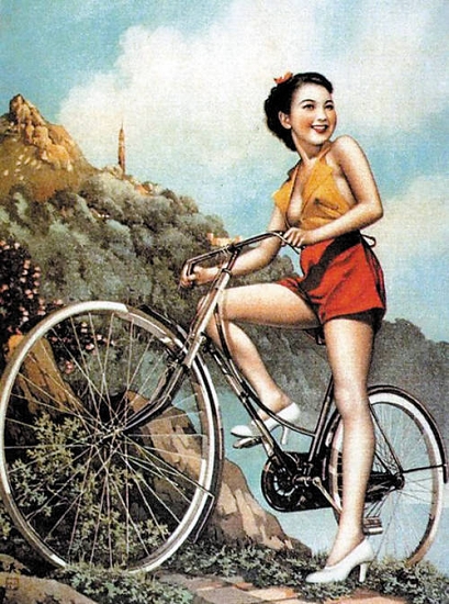 1.月份牌上的骑自行车的女性形象。.jpg