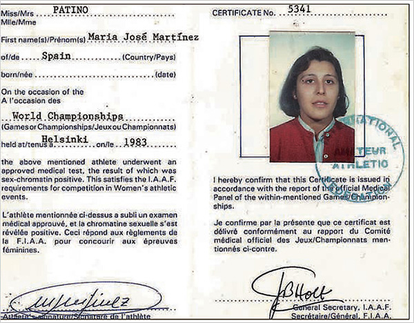 María José Martínez-Pati是一位跨栏选手，这是她1983年获得的一张“女性证明”。.jpg