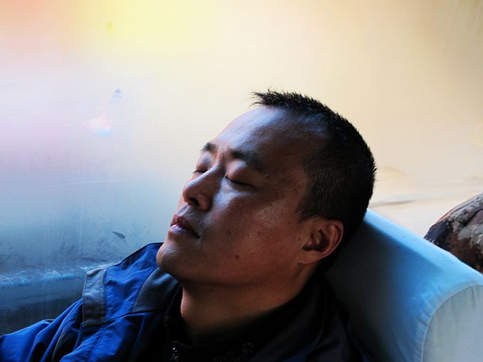 据说面包昨晚熬夜了，结果一上车就呼开了！