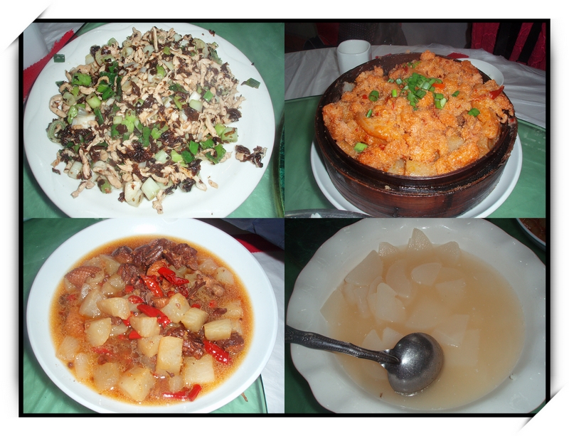这是大足石刻中午的团队餐，粉蒸肉还马马虎虎，对于我来说-有青菜就是最好的